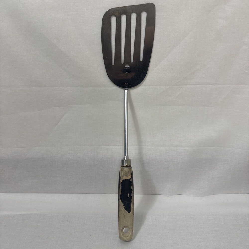 EKCO CHROMIUM PLATED Vintage Long Angle Blade SLOTTED SPATULA TURNER UTENSIL